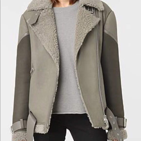 all saints shearling coat